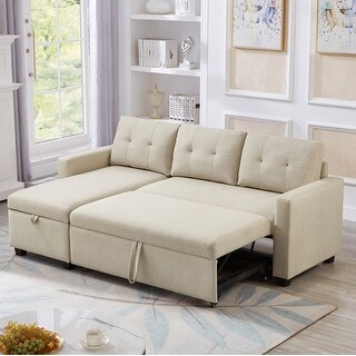 L-shaped Convertible Sectional Sofa Bed with Reversible Storage Chaise ...
