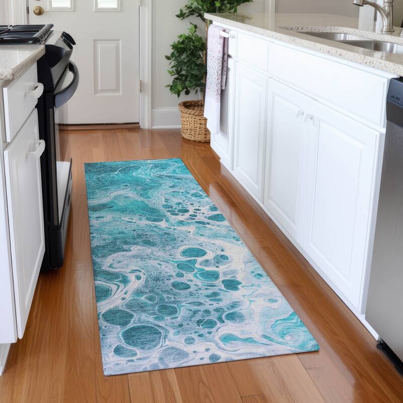 Premium Washable Super Soft Contemporary Mayfield Rug - Teal - 2'3" x 7'6"