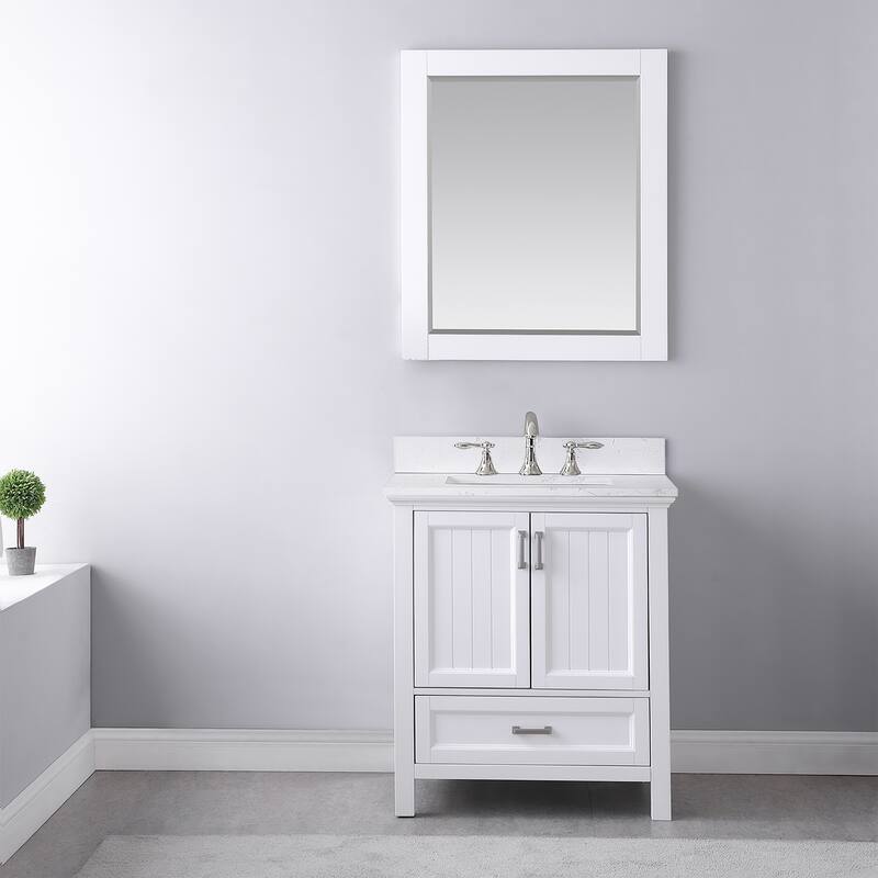 Altair Isla Single Bathroom Vanity Set and Aosta White Countertop with Mirror