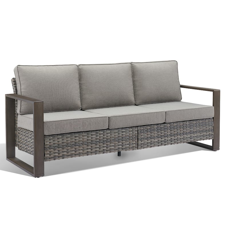 Gymojoy PE Wicker Sofa Loveseat Seating Sofa - Grey