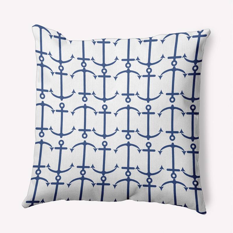 Anchor Pattern Polyester Indoor Pillow - Nautical Navy - 18" x 18"