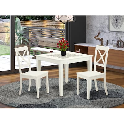 Kitchen Table and Chair Set - 5 Piece Dining Set Antique Style Linen White