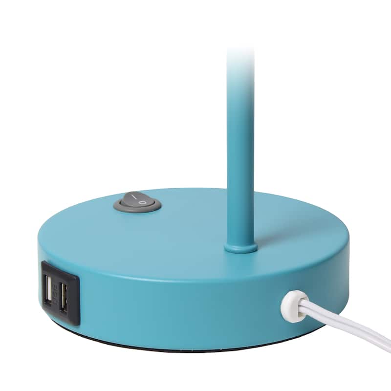 Modern Adjustable Metal Desk Lamp with USB Charging Port in Multiple Colors - 7.8" (L) x 5.6" (W) x 16" (H)