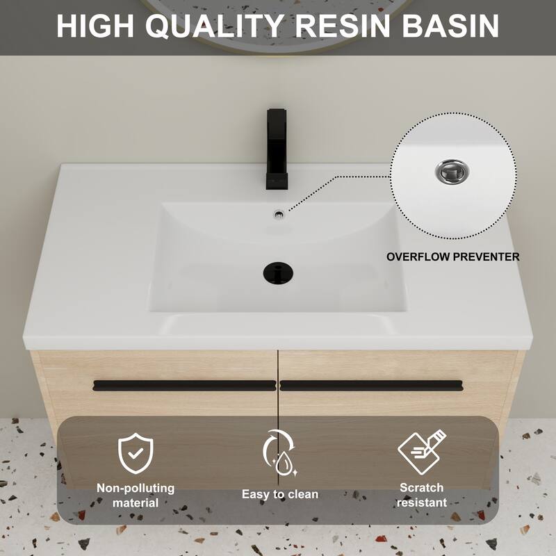 Beingnext 16''/20''/24"/30"/36" Bathroom Vanity with Sink, Floating Bathroom Vanity with Soft Close Door