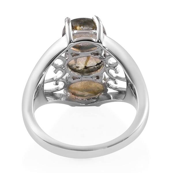 Shop Platinum Plated Labradorite 3 Stone Ring Size 7 Ct 6 85 Ring 7 Overstock 31952511