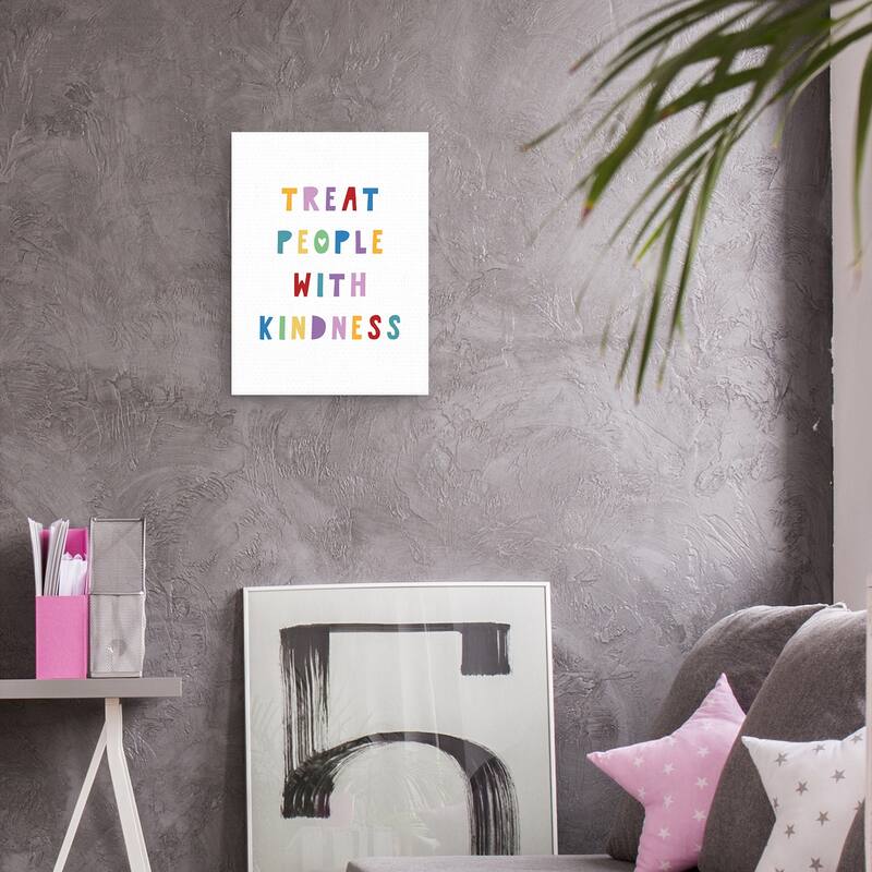 Rainbow Words Kind Canvas Art Print
