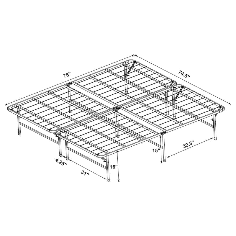 Mabel Metal Mattress Support Platform Bed Black