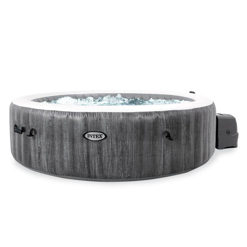 Intex PureSpa Plus Greywood Inflatable Hot Tub Spa with Multi-Colored LED Lights - 126