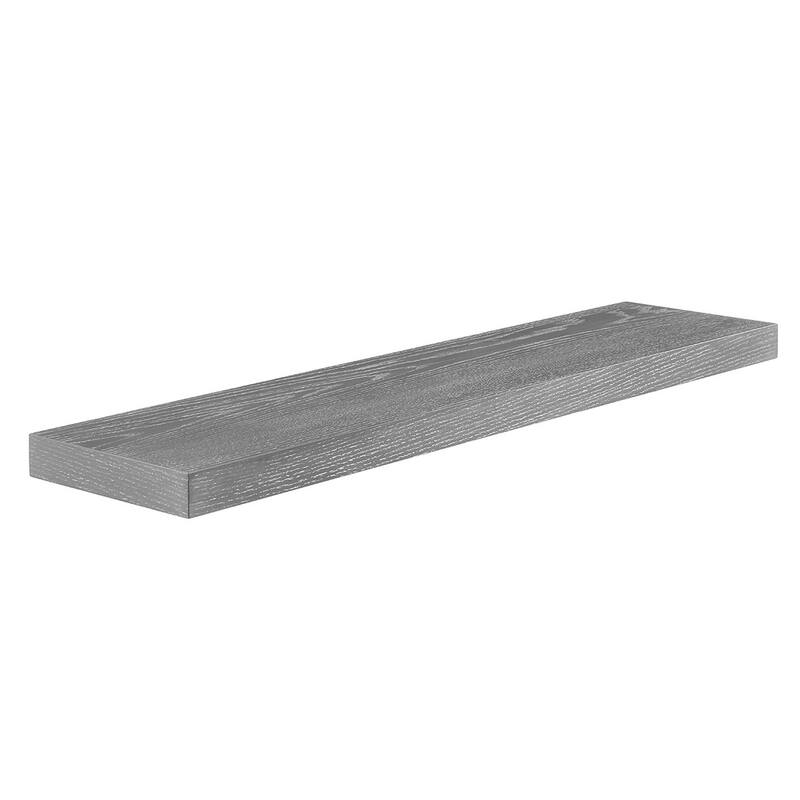 HomeRoots 75" Gray Wooden Wall Mounted Floating Shelf