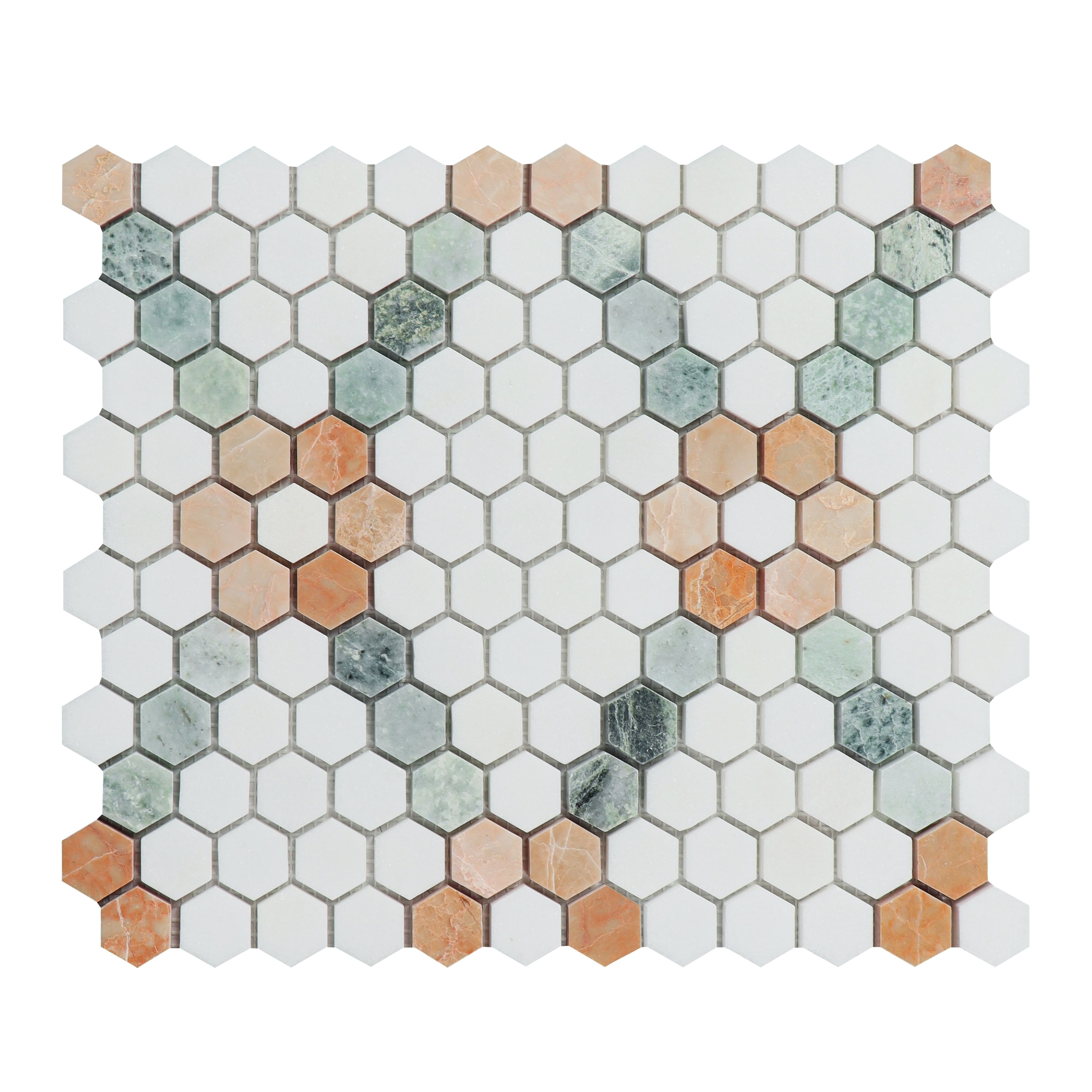 ES STONE - Marble Hexagon Flower Mosaic Tile - Case (10 Sheets)