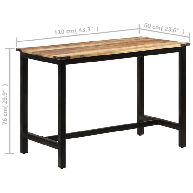 vidaXL Dining Table 43.3"x23.6"x29.9" Solid Wood Mango