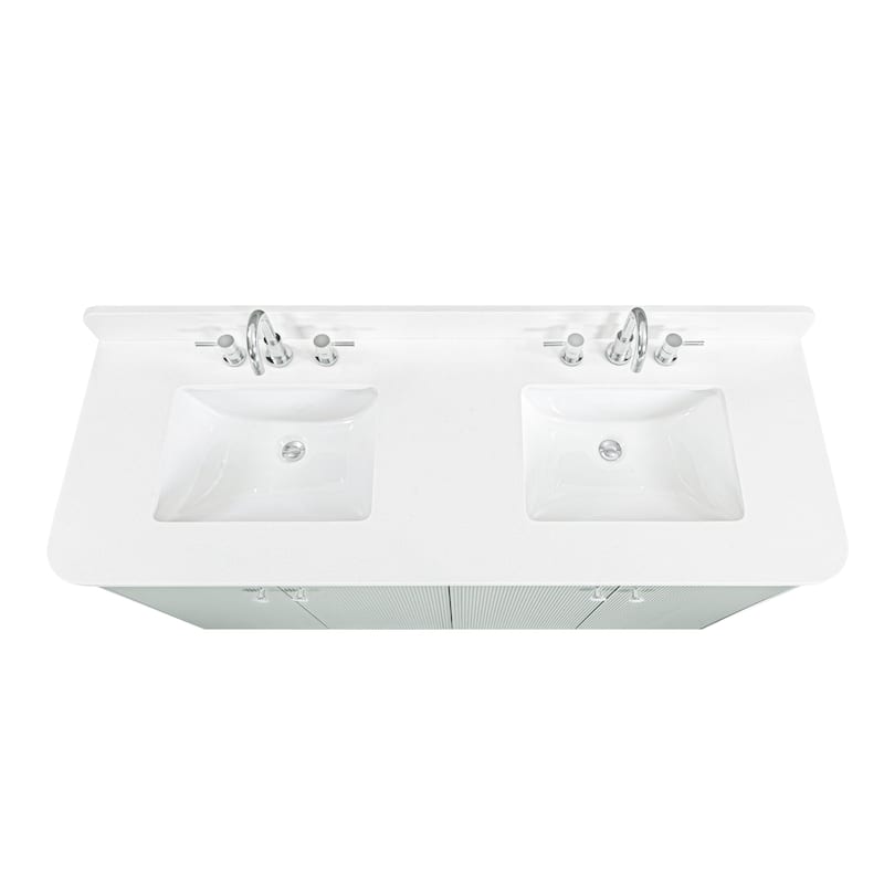 Haley Bathroom Vanity in Soft Sage with White Engineered Stone Top
