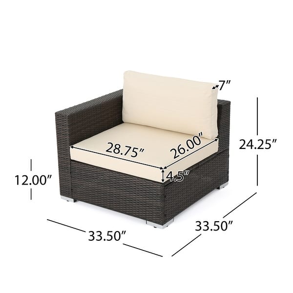 dimension image slide 4 of 15, Christopher Knight Home Santa Rosa Outdoor 7-piece Wicker Seating Sectional Set