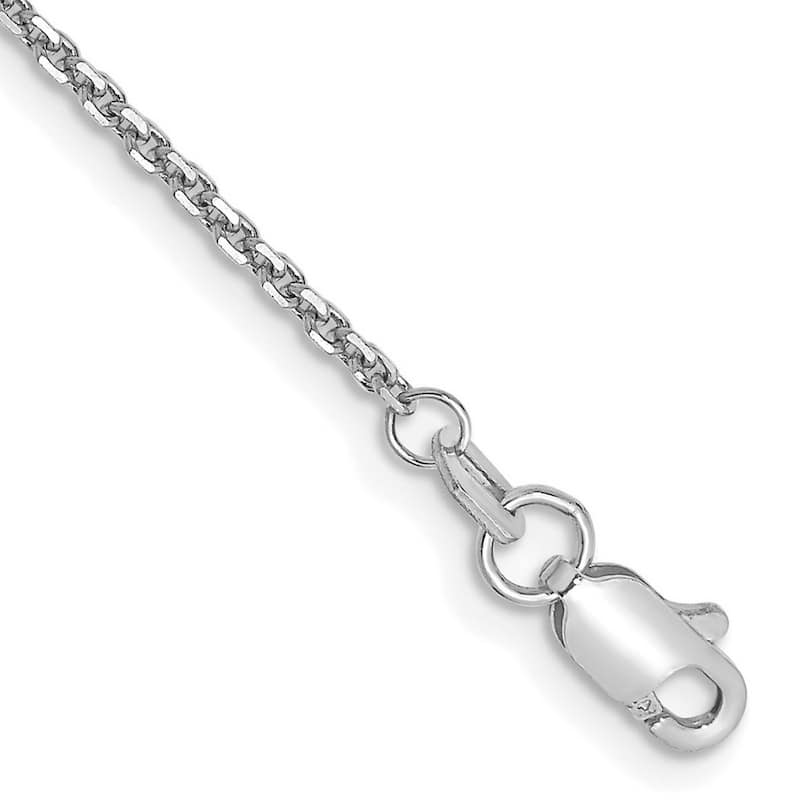 Curata 10k or 14k Yellow or White Gold 1.45mm Diamond-cut Cable Chain Anklet - 9" or 10" - 9 Inch - 10k - White