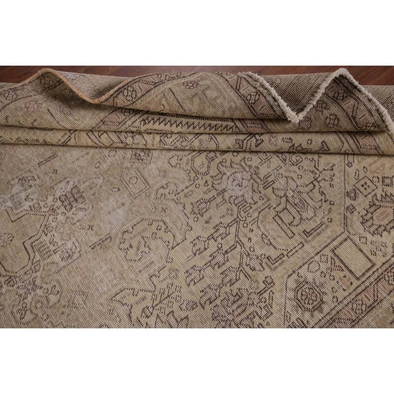 Distressed Tabriz Vintage Persian Area Rug Hand-Knotted Wool Carpet - 6'4" x 9'6"