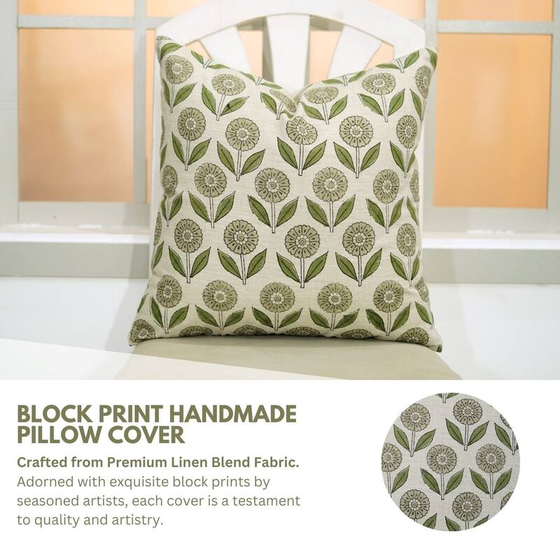 Fabdivine Handmade Farmhouse Linen Pillow Cover Lounge Home Décor, Gandapushp