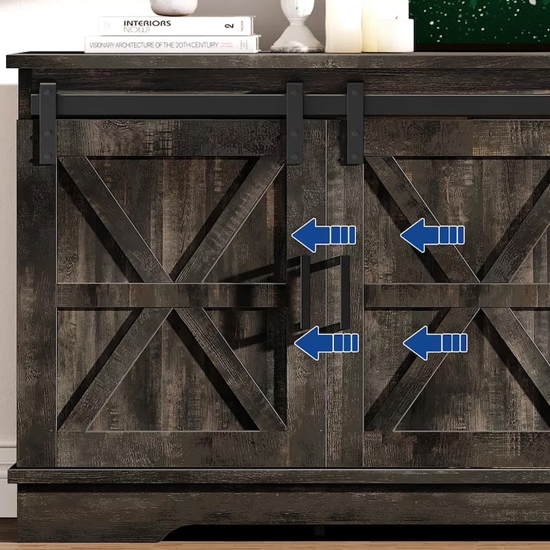 TV Stand for 65 inch TV Entertainment Center Rustic Black - 65 inches