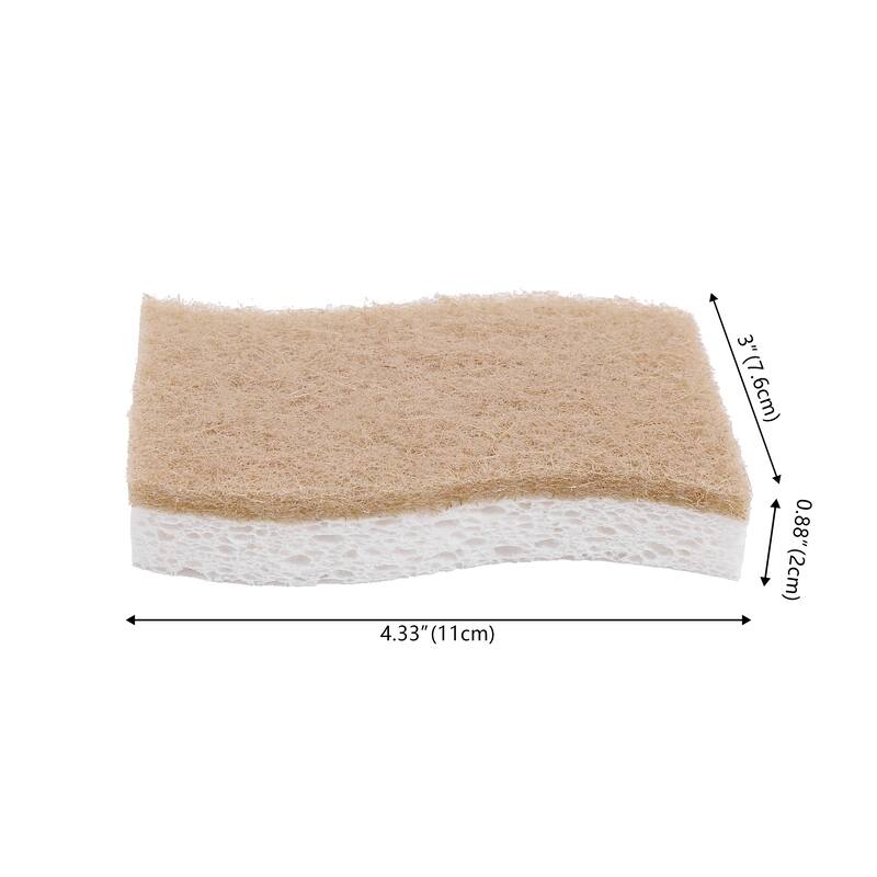 Natural Plant Based Non-Scratch Sisal Hemp/Cellulose Scrubbing Dish Sponge, Beige/White (Set of 12) - 4.33W x 3D x 0.88H