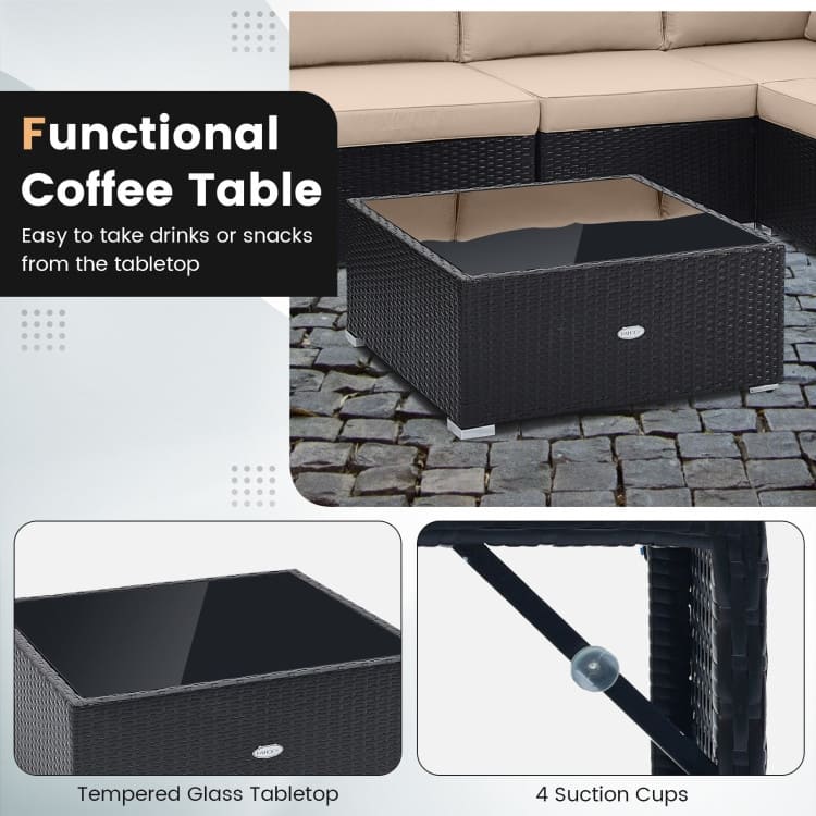 10 Piece Outdoor Wicker Conversation Set with Seat and Back Cushions - 29" x 25" x 25"