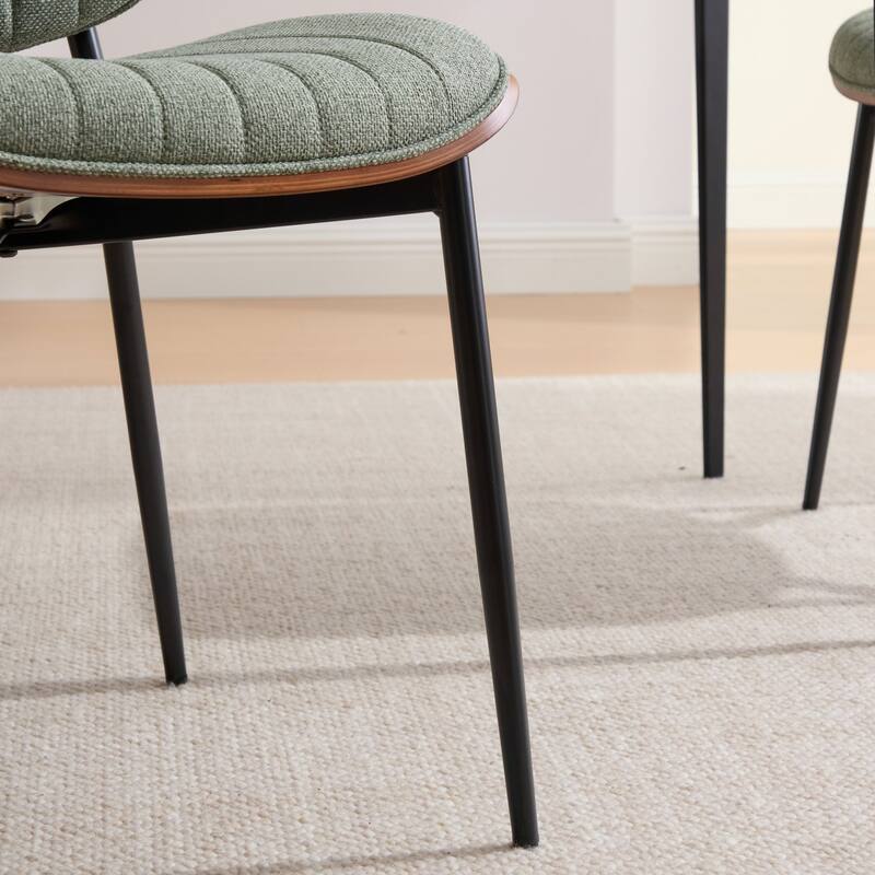 Roomfitters Upholstered Dining Chairs Set of 2 with Bentwood Back and Metal Legs, Mid-Century Modern Side Chairs