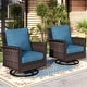 preview thumbnail 69 of 99, MAISON ARTS Extra-Large Patio Wicker Sofa Conversation Set with Coffee Table, Oversize Seat with 5.5'' Thick Padded Cushion 2PCS Swivel Chairs Only - Peacock Blue