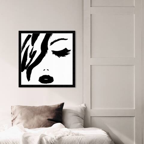 Oliver Gal 'All Black Lipstick' Fashion and Glam Wall Art Framed Print Portraits - Black, White