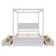 preview thumbnail 3 of 9, Full Size Canopy Bed Wooden Four Poster Bed with 4 Drawers