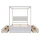 preview thumbnail 5 of 29, Full Size Platform Bed with 4 Drawers, Canopy Bedframe w/ 8 Support