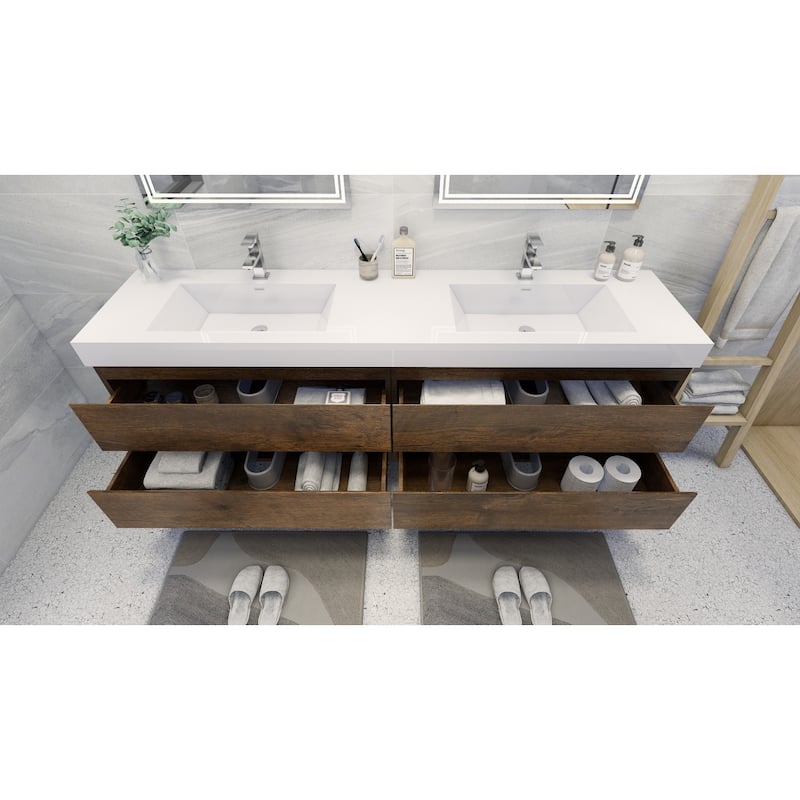 Baillie 84'' Wall-Mounted Vanity with Double Reinforced Acrylic Sink