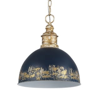 Golden Lighting Alison 1-light Pendant in Vintage Gold and Antique Matte Navy shade - Medium Pendant