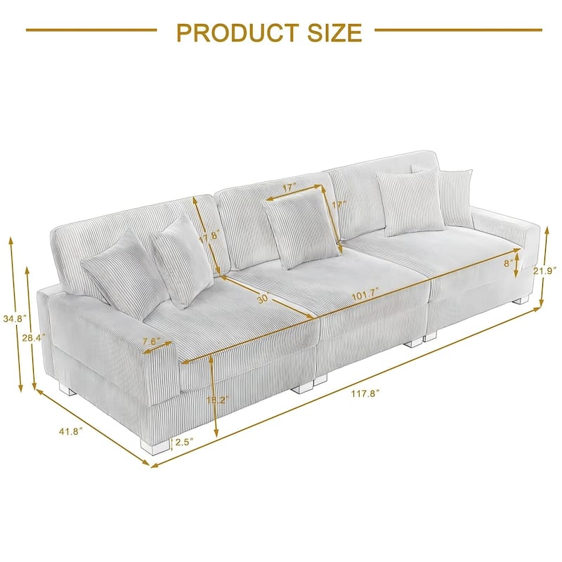 Modern Oversized Modular Sectional Sofa Set With Pillows