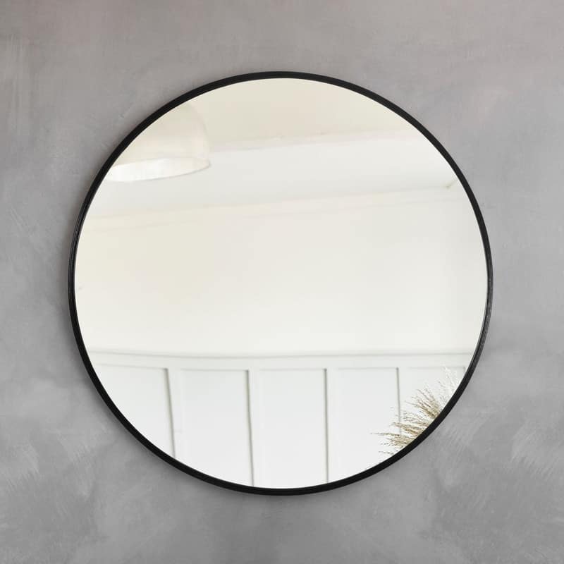 Classic Round Accent Bathroom Mirror Metal Frame Hanging Wall Mounted Circle Mirror for Wall Decor Vanity Entryway Living Room
