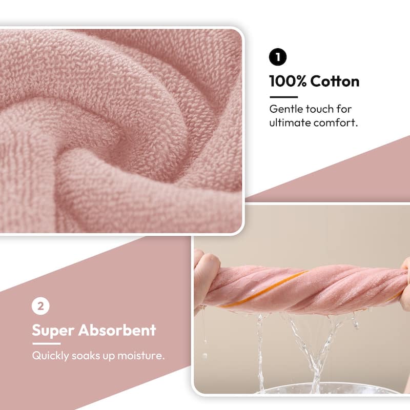 JML 8-Piece Cotton Bath Towel Set - Hotel Quality Bathroom Towels