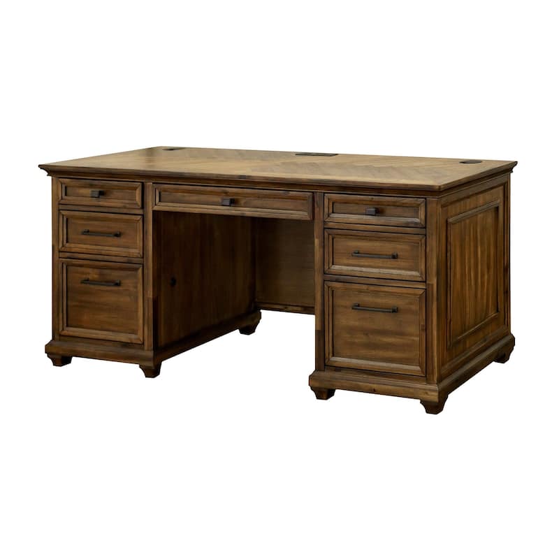 Traditional Credenza, Wood Office Desk, Writing Table, Storage Desk, Brown