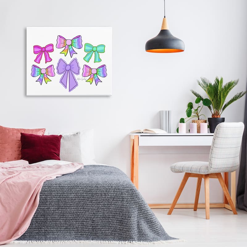 Stupell Playful Bowtastic Ribbons Canvas Wall Art Design By Katie Conley