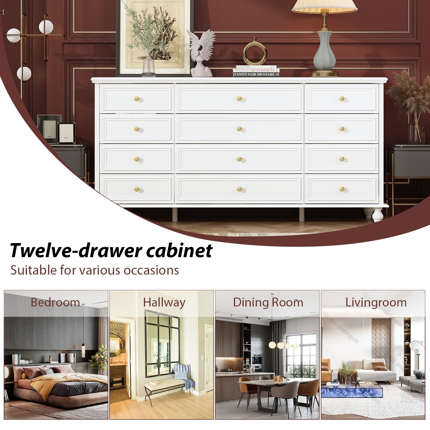 women dresser Maine Made Six Drawer Dresser Walnut / Small / 4