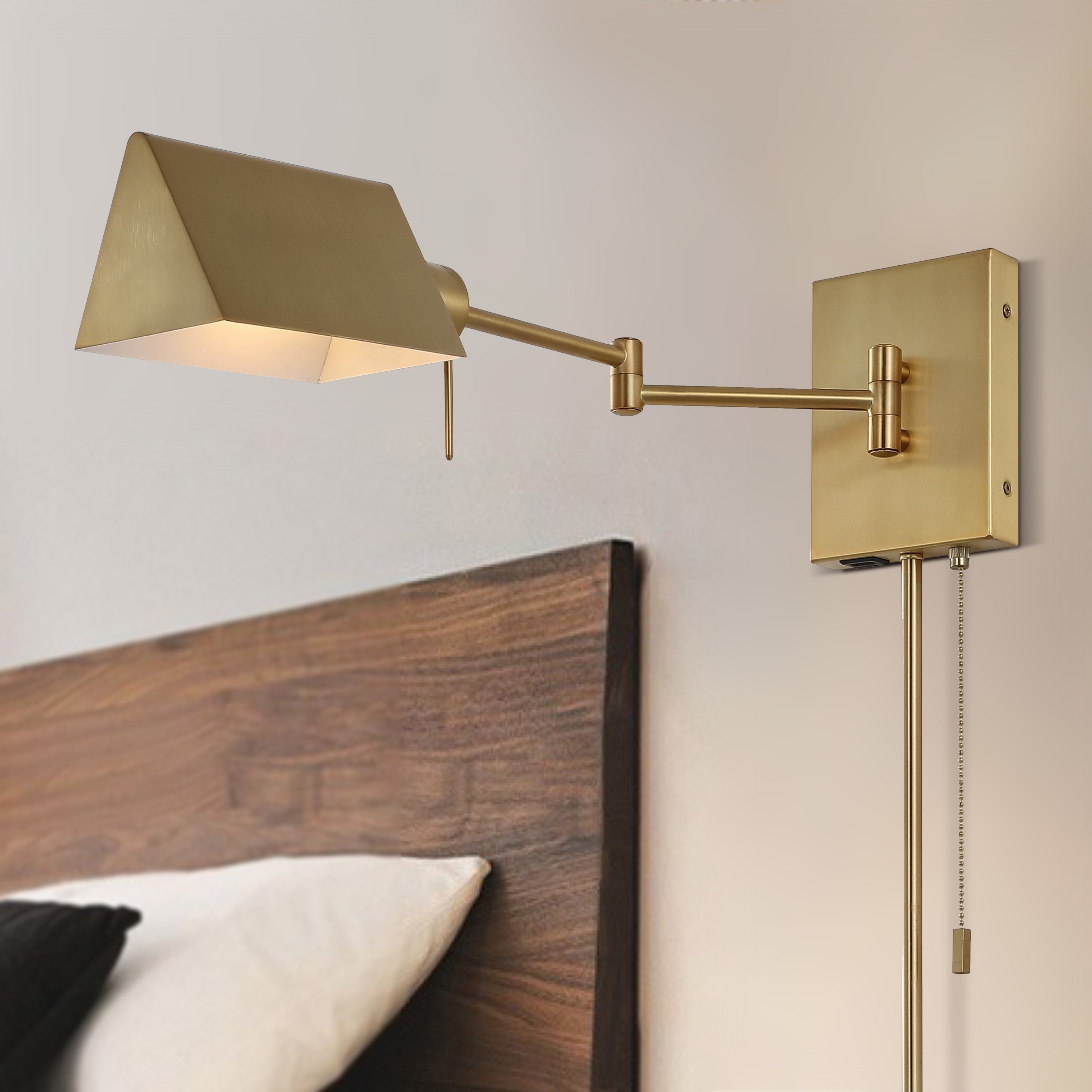Curtis Farmhouse Swing Arm Plug In or Hardwired Iron LED Wall