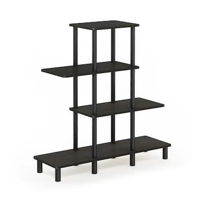 4 Tiers Wood Household Shelving Unit in Espresso/Black (37.01 in. W x 39.45 in. H x 11.61 in. D) - 37.01