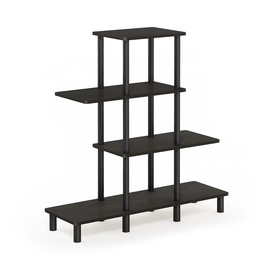 4 Tiers Wood Household Shelving Unit in Espresso/Black (37.01 in. W x 39.45 in. H x 11.61 in. D) - 37.01