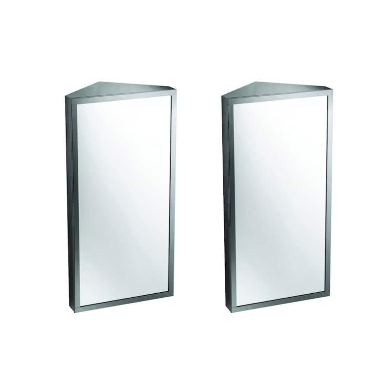 Corner Medicine Cabinet 23.62" x 11.87" Stainless Steel with Mirror Hardware Opens Left to Right (Set of 2) Renovators Supply