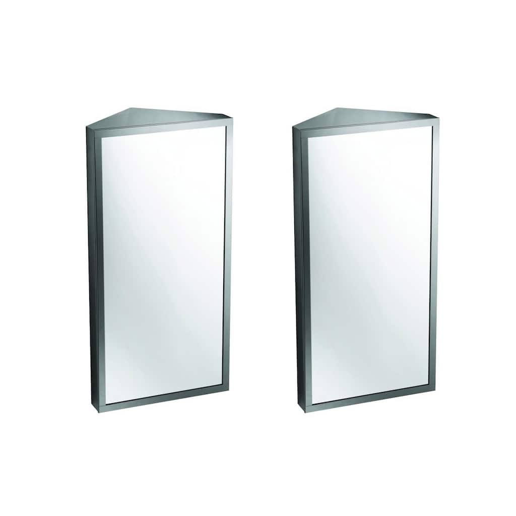 Corner Medicine Cabinet 23.62" x 11.87" Stainless Steel with Mirror Hardware Opens Left to Right (Set of 2) Renovators Supply