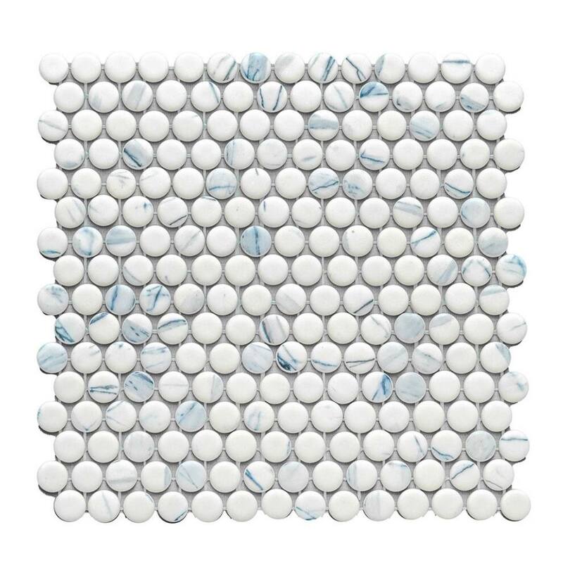 The Tile Life Eterna Penny 12x12 Round Glass Mosaic Floor, Wall & Backsplash Tile