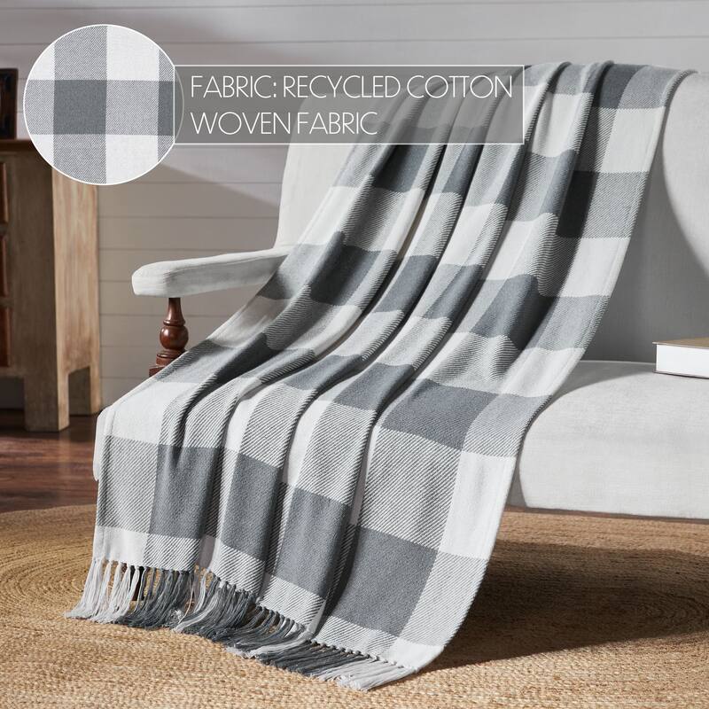 Annie Buffalo Check Woven Throw 50x60 - Grey