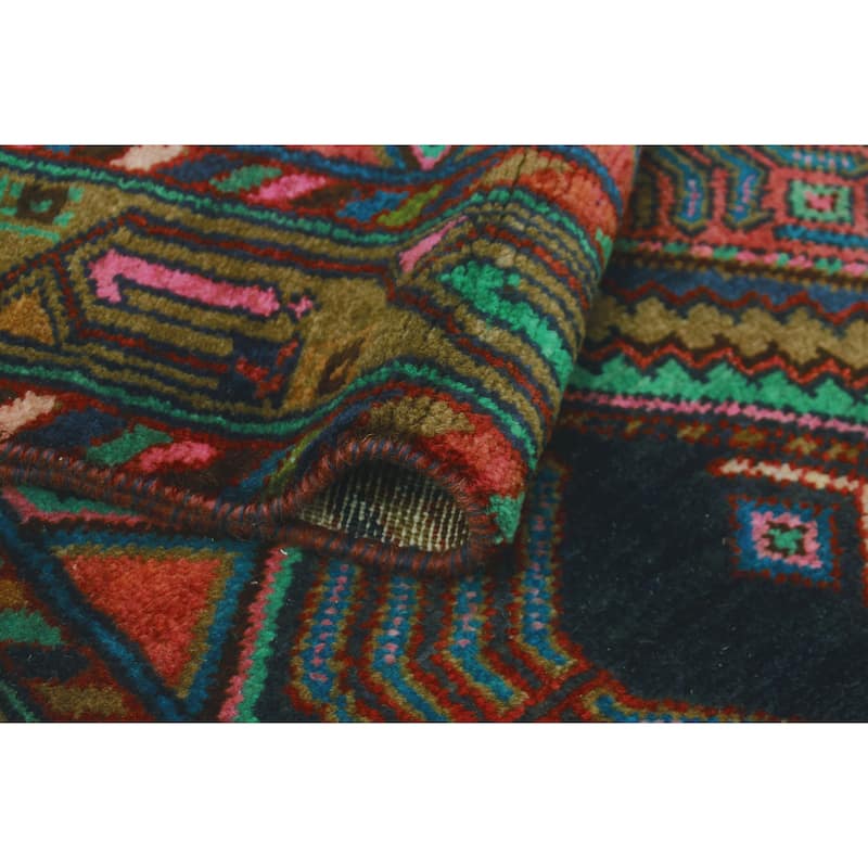 Fine Vintage Distressed Adriana Navy/Brown Runner - 3'4" x 10'0"