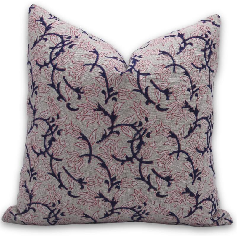 Linen Boho Block print pillow Cover - Kamal Dutta - Pillow Covers - 26" x 26"