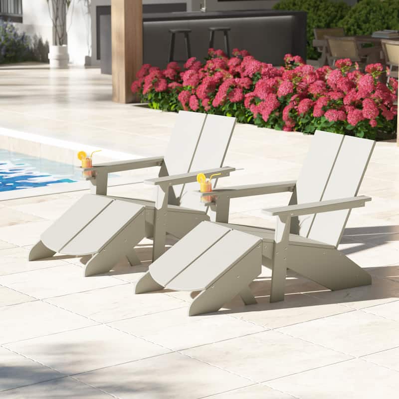 Coastin Modern Poly Adirondack Chair With Ottoman (Set of 2)