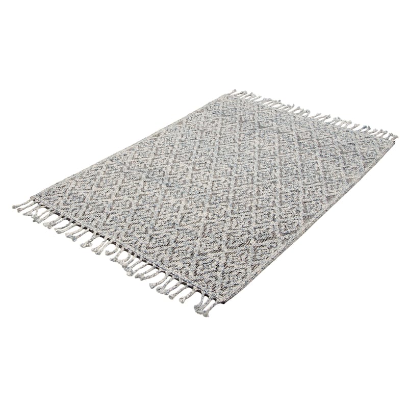 ECARPETGALLERY Braid weave Sienna Blue Wool Rug - 5'3 x 7'3