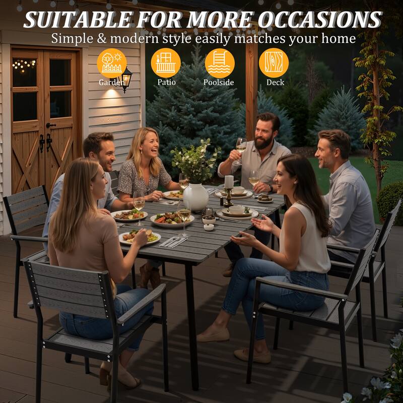 Pellebant Outdoor Aluminum Rectangular Dining Table