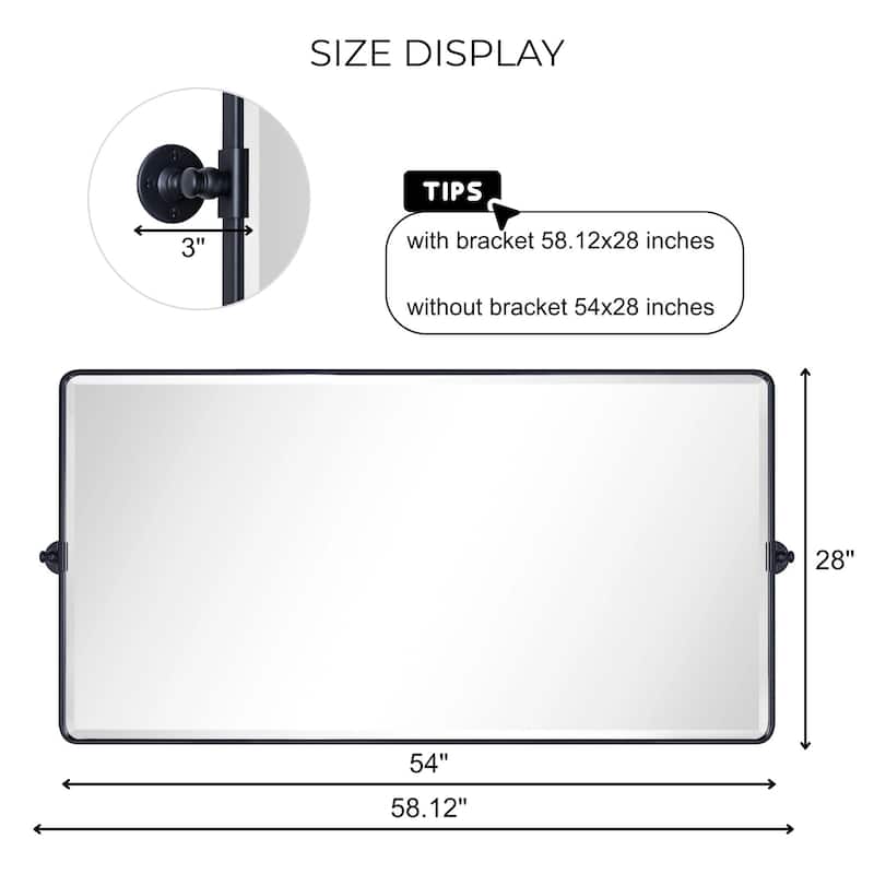 TEHOME Lutalo horizontal Beveled Bathroom / Vanity Mirror