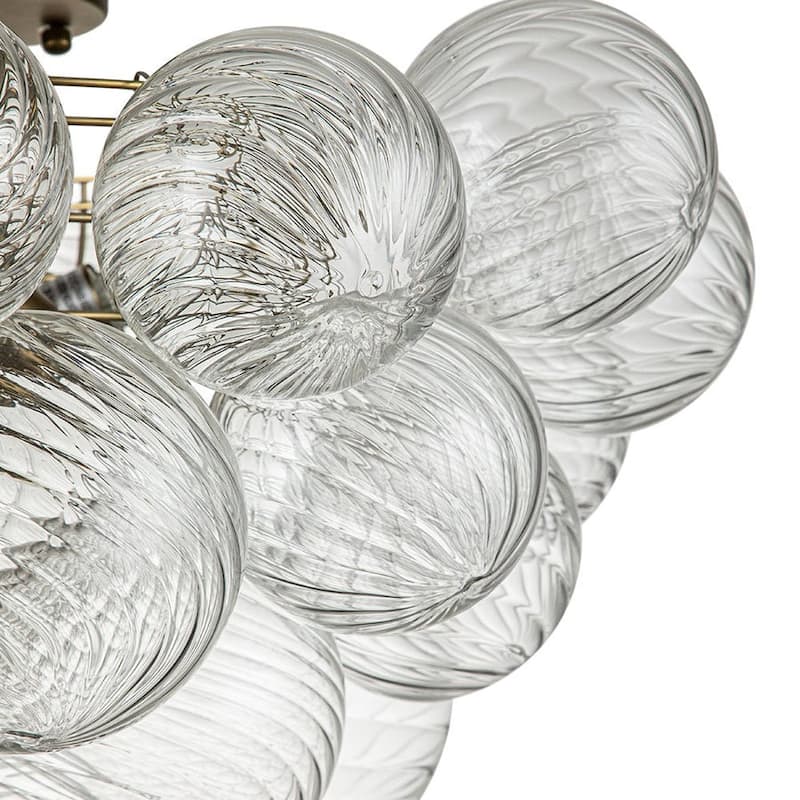 Modern Ribbed Glass Globe Cluster Bubble Semi Flush - Brass, Nickel